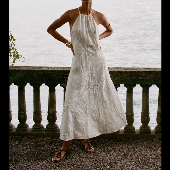 Zara Dresses & Skirts - Zara ivory Embroidered Maxi Dress